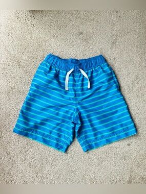Hanna Andersson Striped Swim Trunks, Blue/Green - Size 120 (US 6/7) (VGUC)